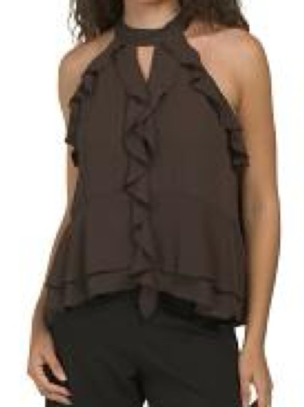 Rachel Zoe Brown Ruffle Halter Camisole